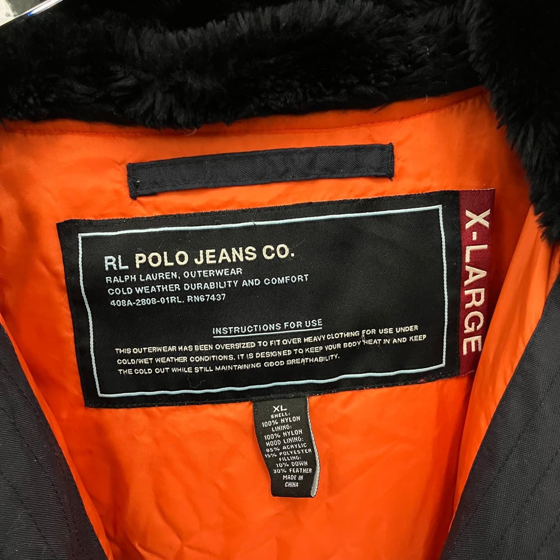 폴로 진스 네이비 N-3B 덕다운 패딩 파카 XL 상품이미지3