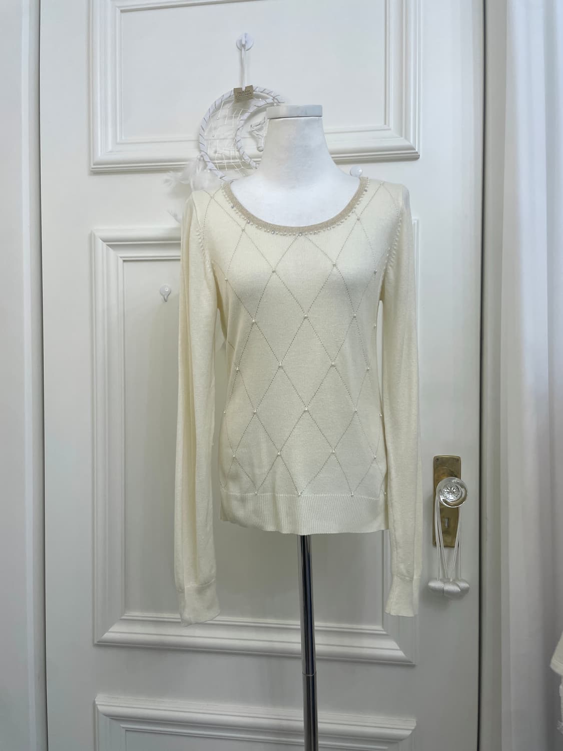 creamivory beige glitter pearl point kni 상품이미지1