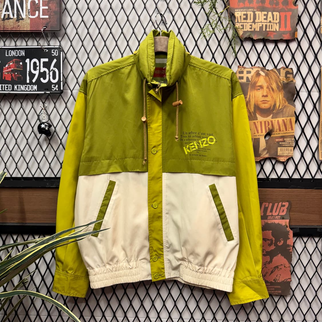 00s 겐조 골프 아노락 바람막이 전면 레터링 포인트 올리브 상품이미지1