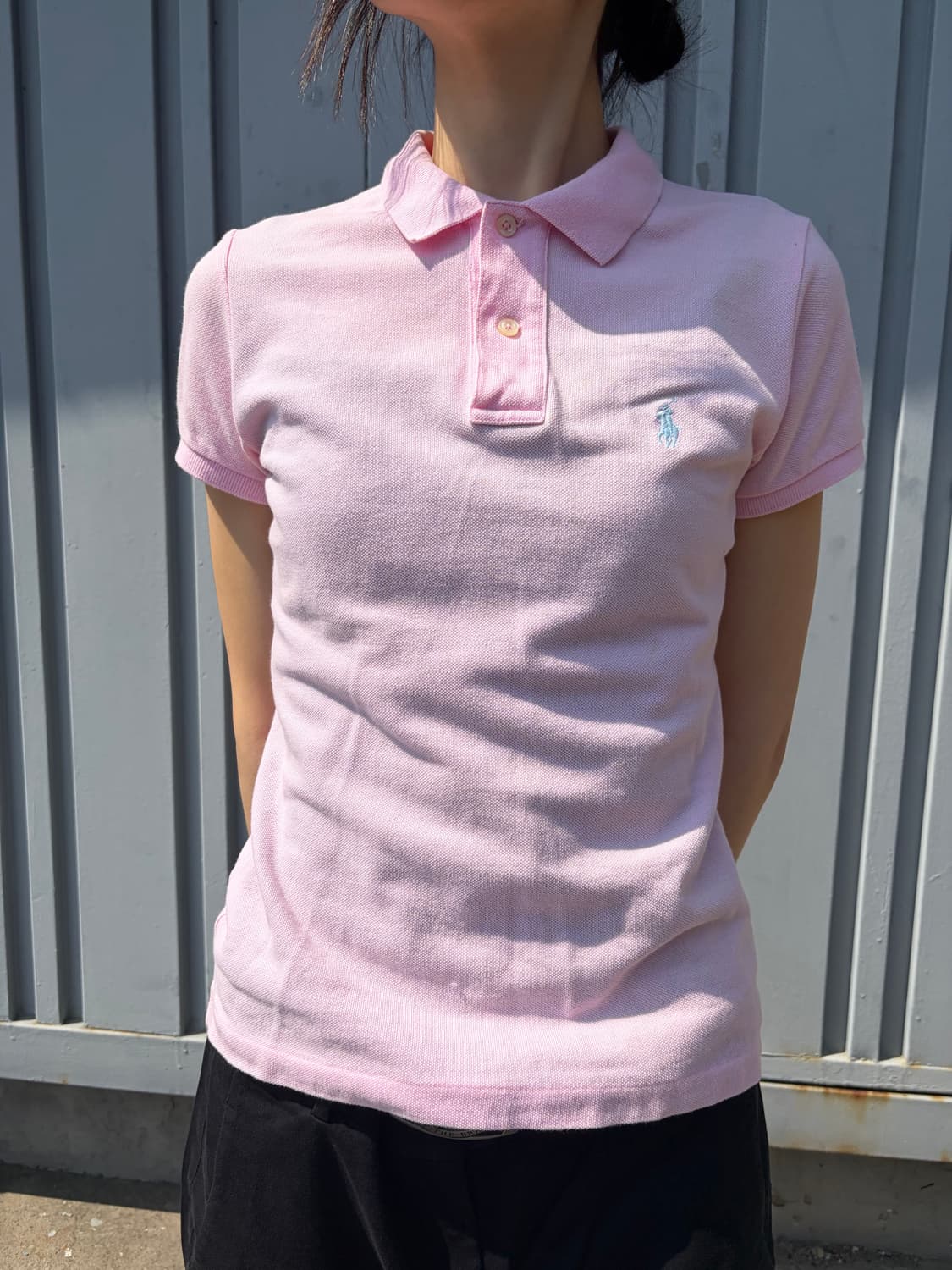 Ralph Lauren 슬림핏 베이비핑크 폴로 티셔츠 상품이미지1