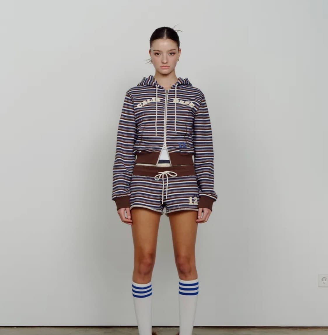 에즈이프캘리 CALIE BABE STRIPE 후드집업 반바지 세트 상품이미지1