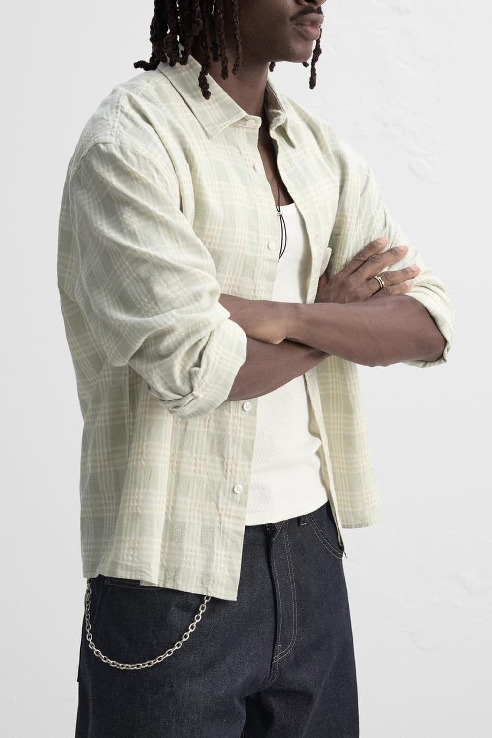 자라/ 자카드 체크 셔츠/ L 상품이미지3