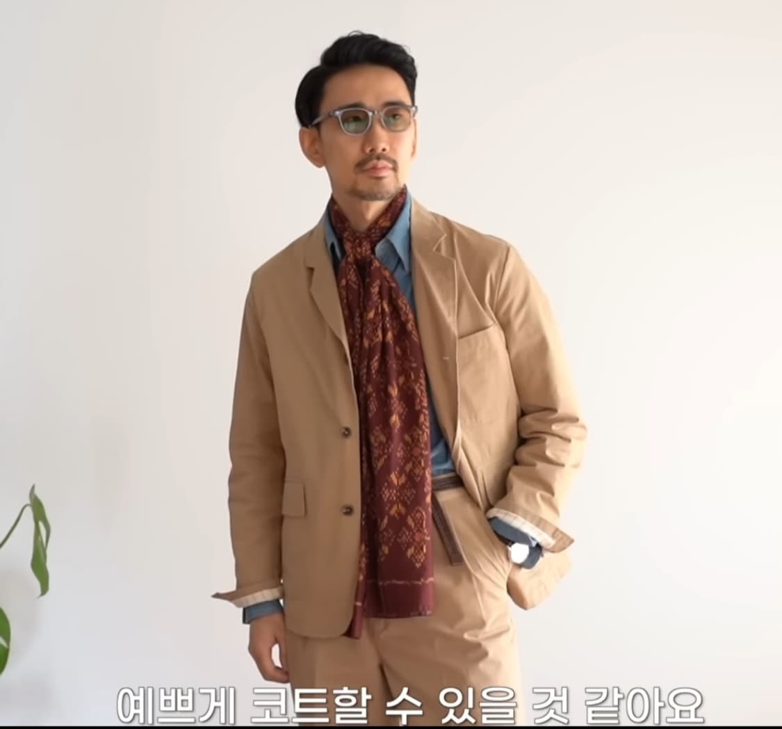 아웃스탠딩 스포츠 자켓, 플리츠 팬츠 코튼 셋업 BEIGE 상품이미지1