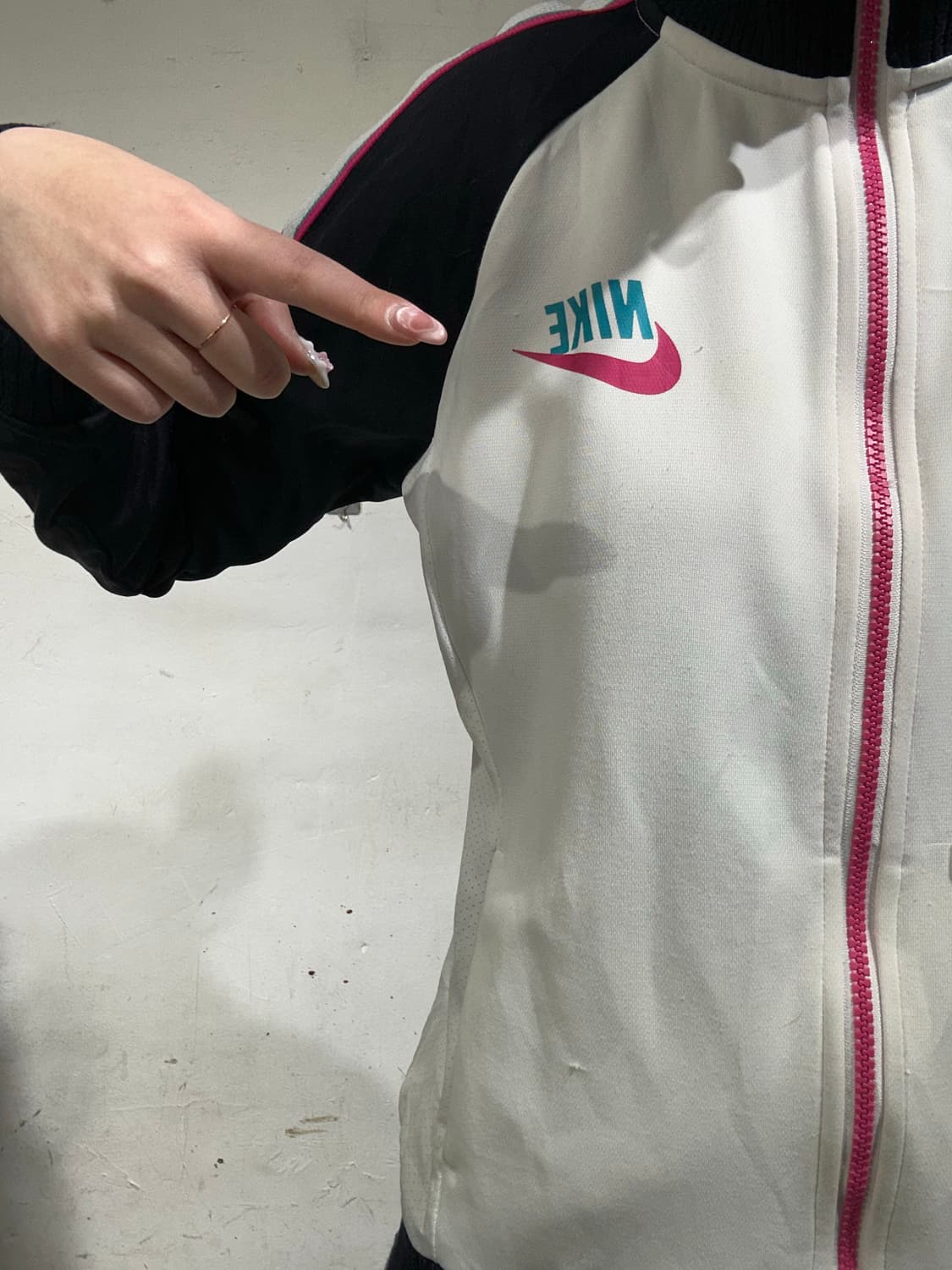 00s 나이키 화이트 핑크 사이드 라인 트랙탑 져지 M 상품이미지4