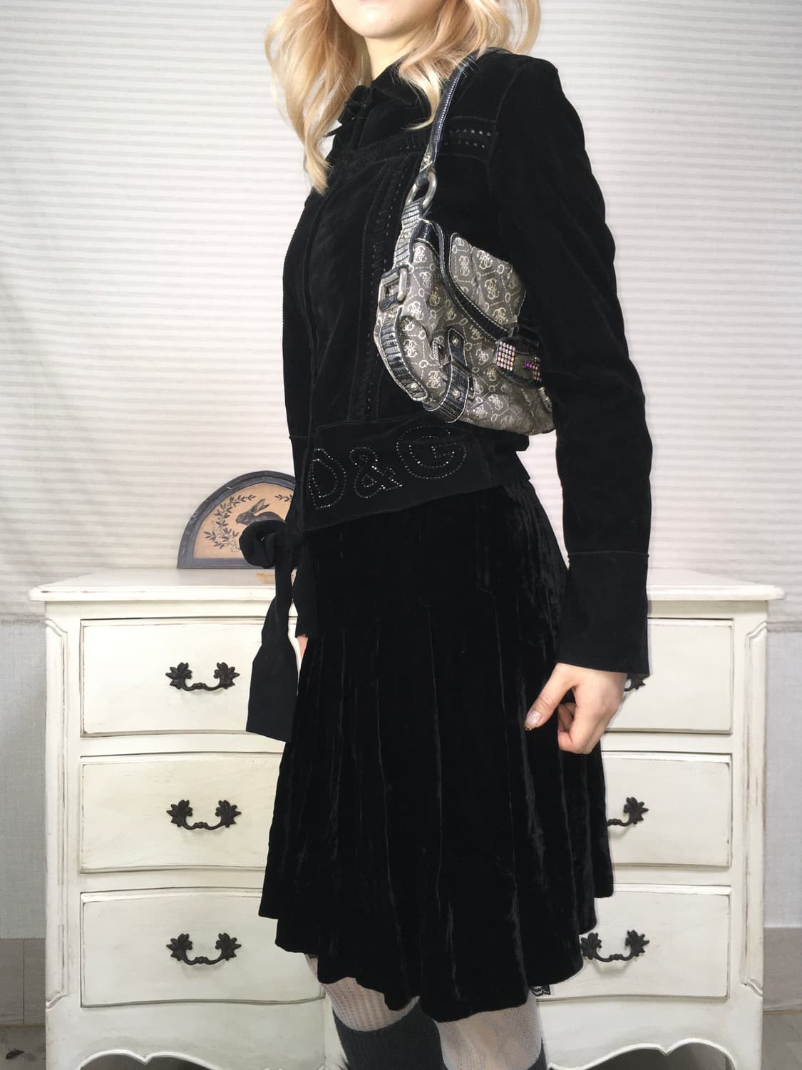 돌체앤가바나 블랙 벨벳 큐빅 자켓 상품이미지2