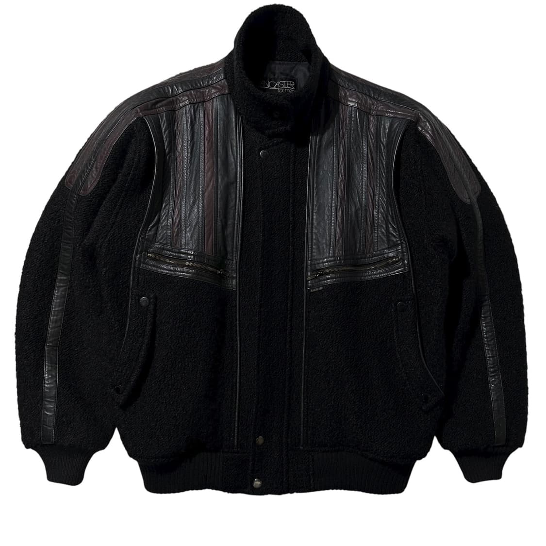 랑카스터 울 카우레더 배색 봄버 자켓 상품이미지1