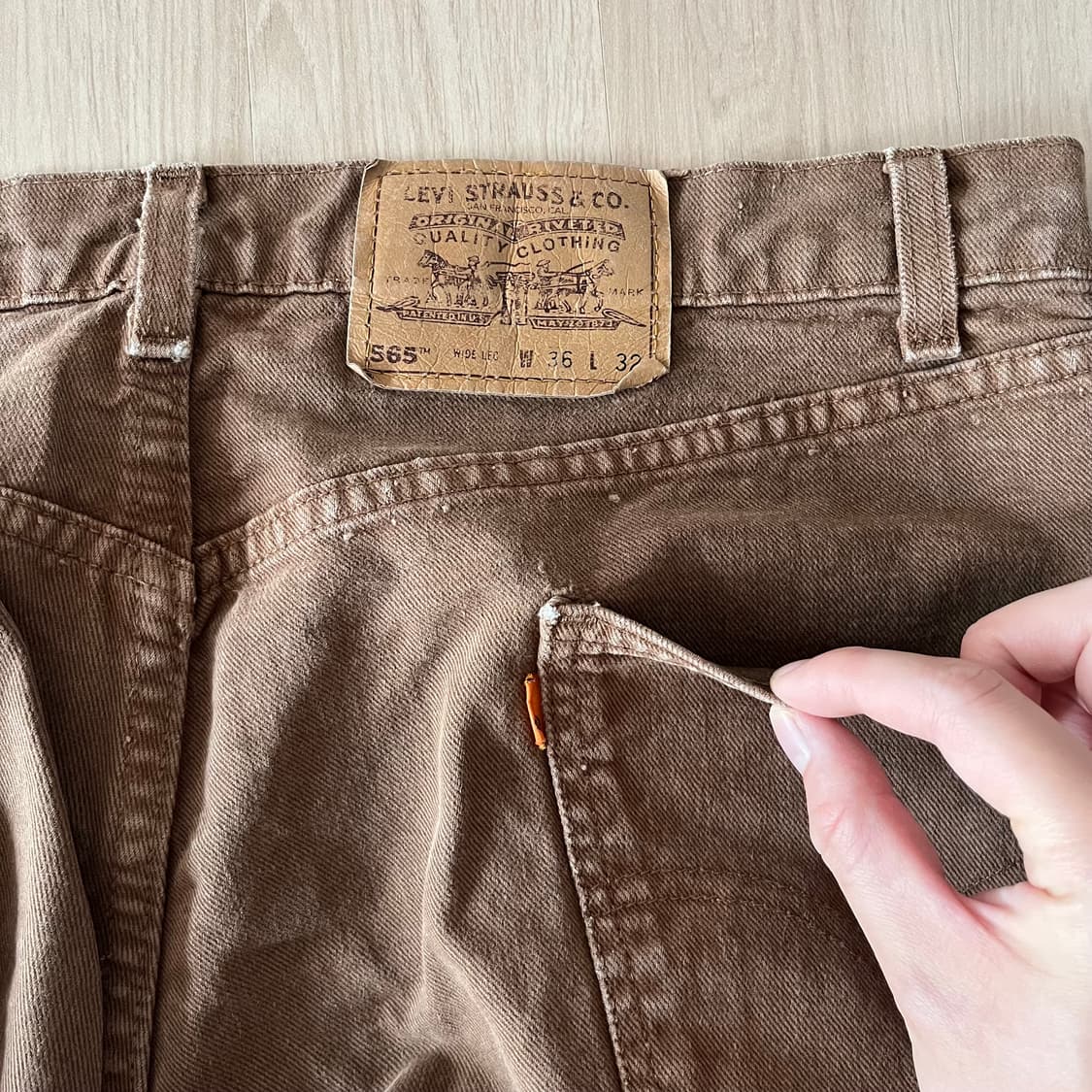 [36X32] 90s 빈티지 리바이스 565 브라운 made in usa 상품이미지6
