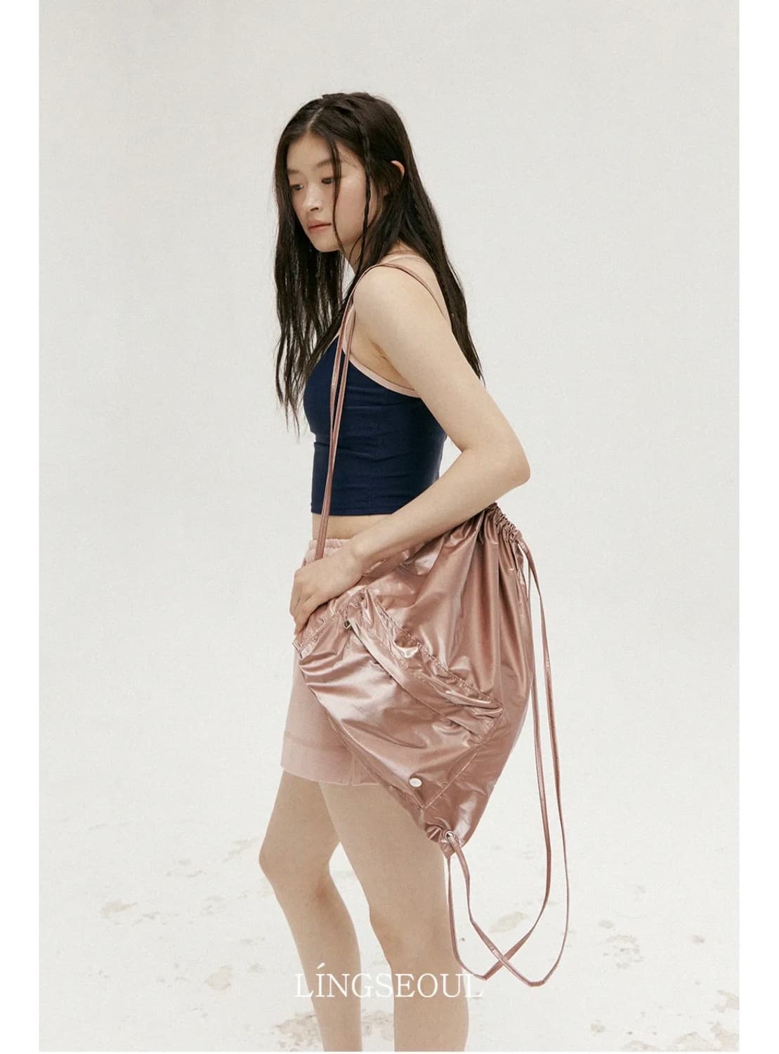 ring seoul) 글로시 스트링 백팩 핑크(거의새것) 상품이미지1