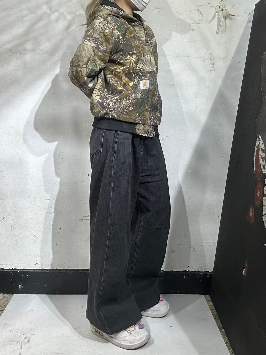 빈티지 흑청 와이드 데님 팬츠 청바지 L 상품이미지1