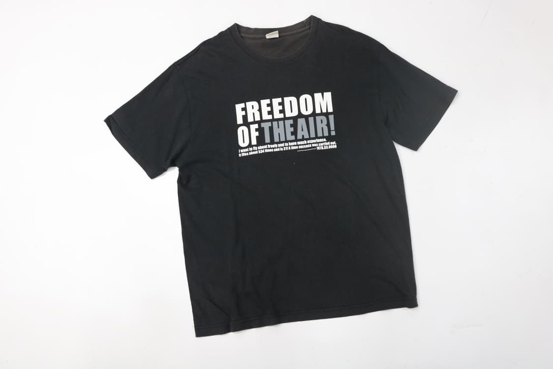 힐크롭 빈티지 FREEDOM 레터링 블랙 반팔 티셔츠 (LL) 상품이미지2