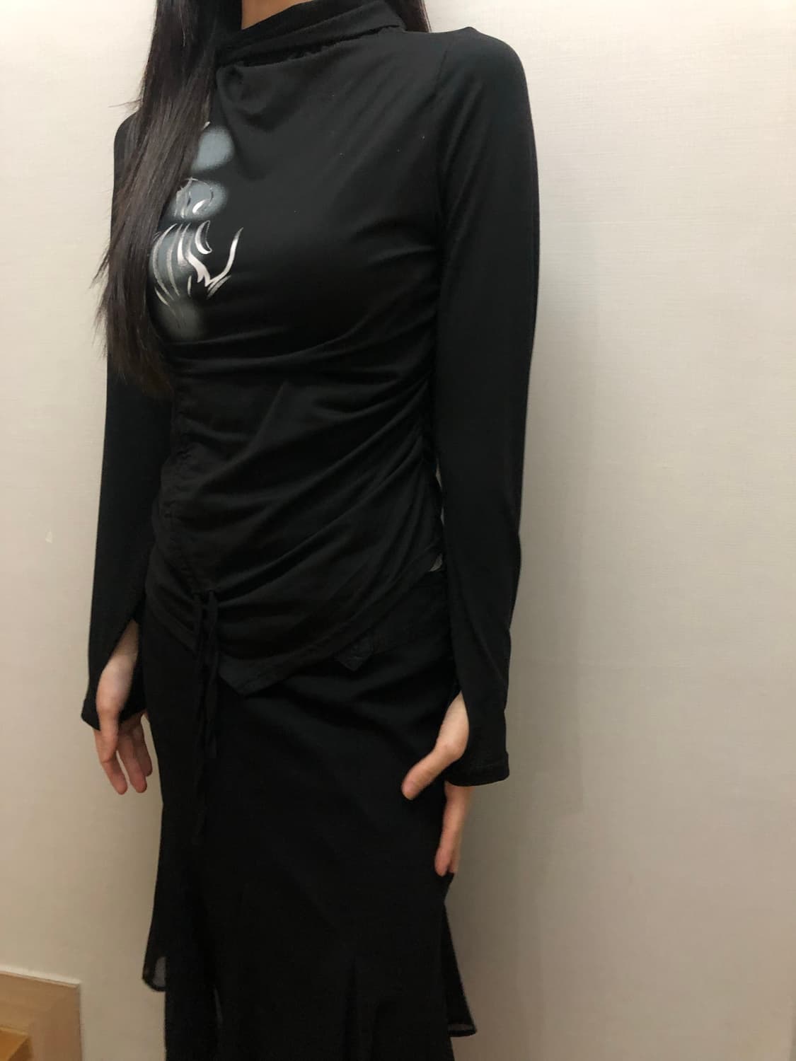 빈티지 블랙 오리엔탈 셔링 탑 상품이미지4