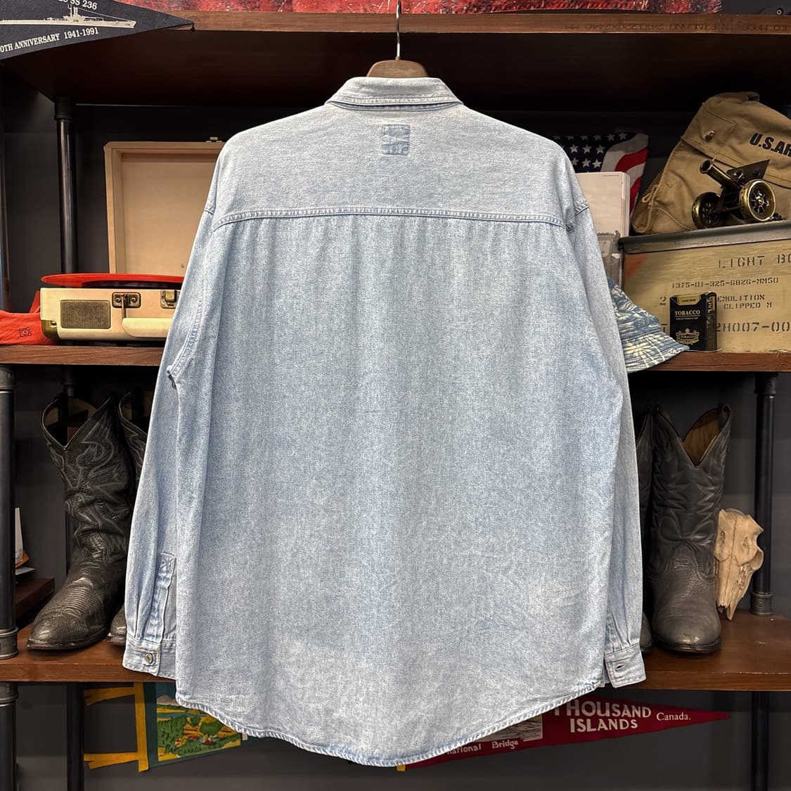 90s 리바이스 화이트탭 리벳버튼 워싱 데님 워크셔츠 N1201 상품이미지2