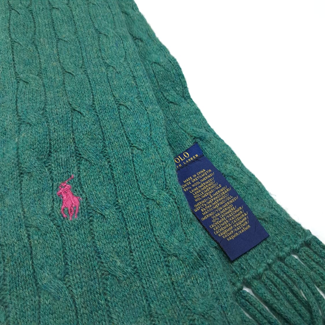 MX650 폴로 울캐시미어 케이블 핑크포니 그린 머플러 목도리 상품이미지3