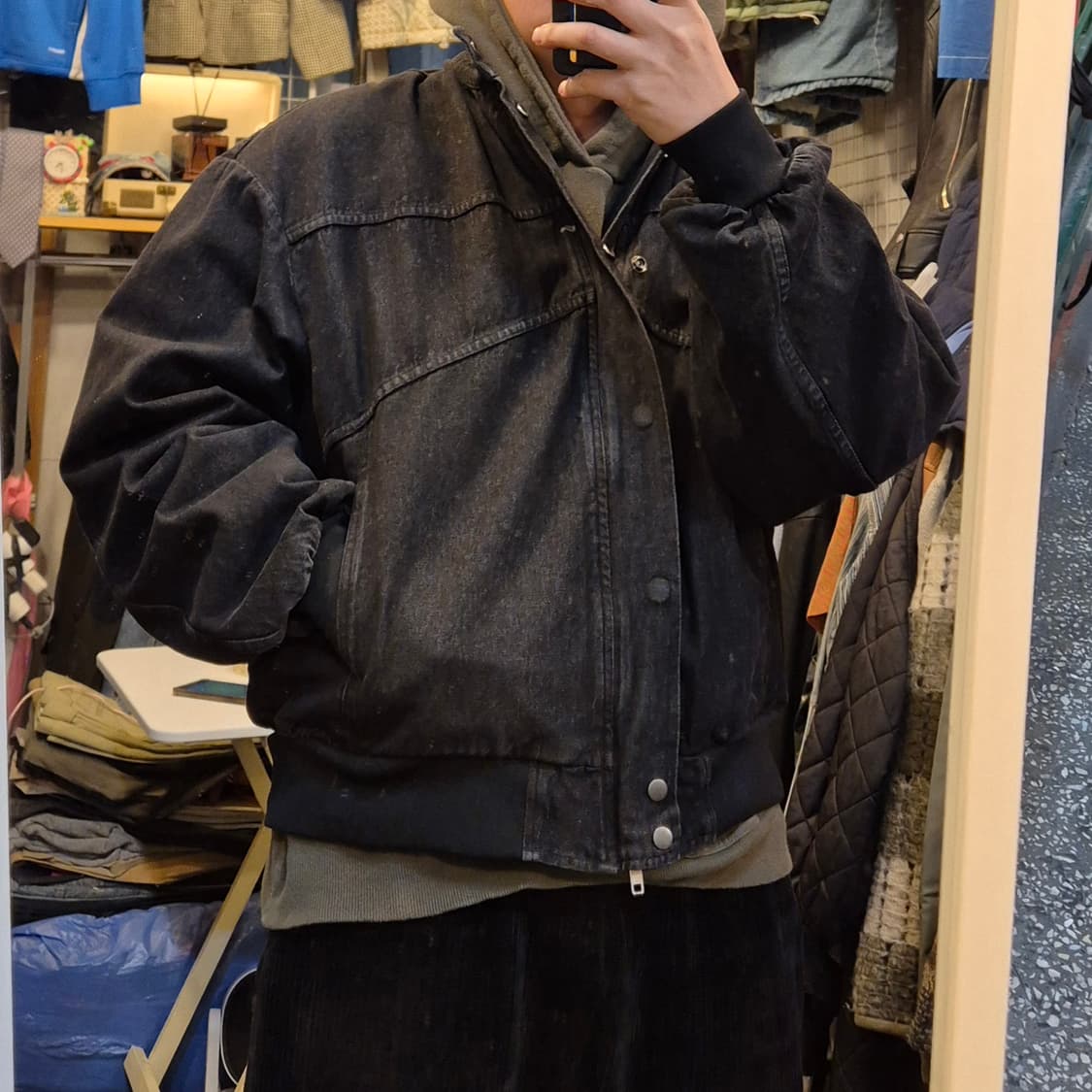 FREE(착샷잇음) 흑청 오버핏 블루종 데님자켓  상품이미지4