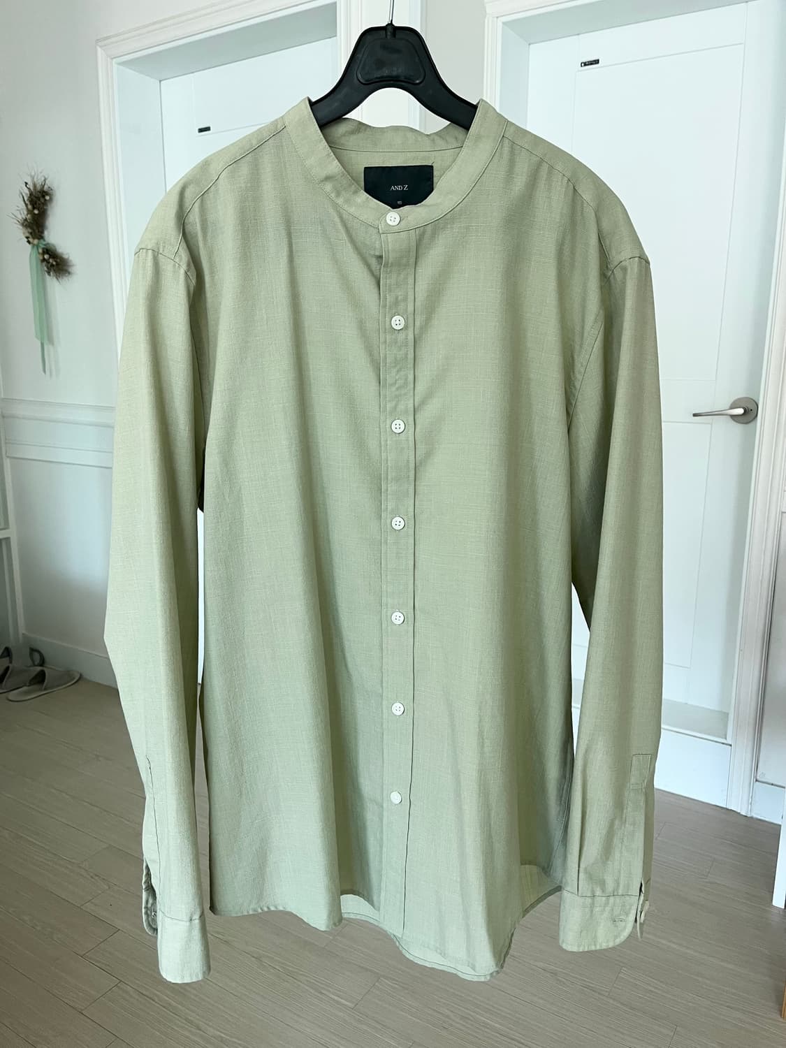 앤드지 밝은 연두 헨리넥 셔츠 상품이미지1