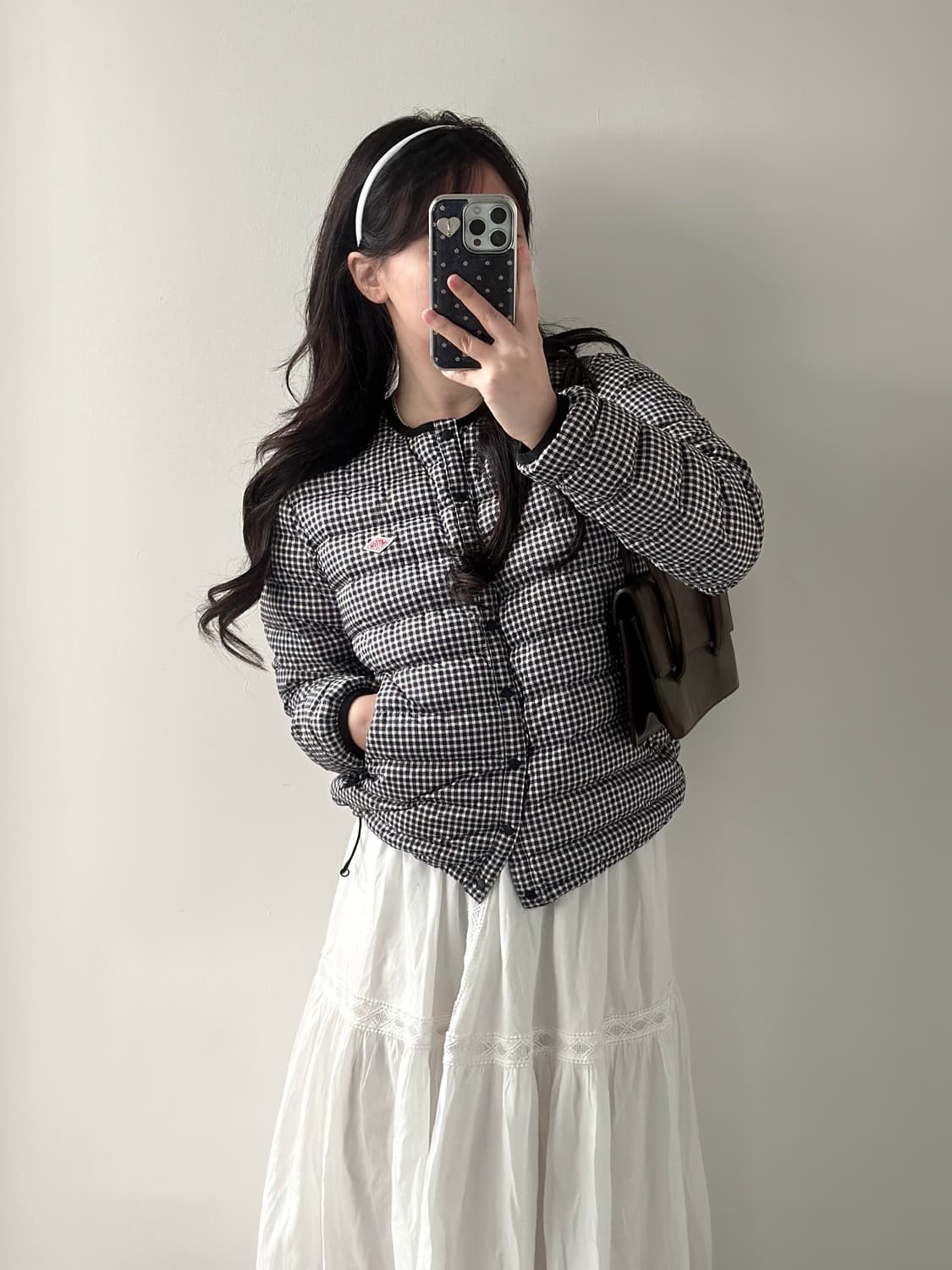 단톤 24FW 체크 크루넥 경량 패딩  상품이미지3