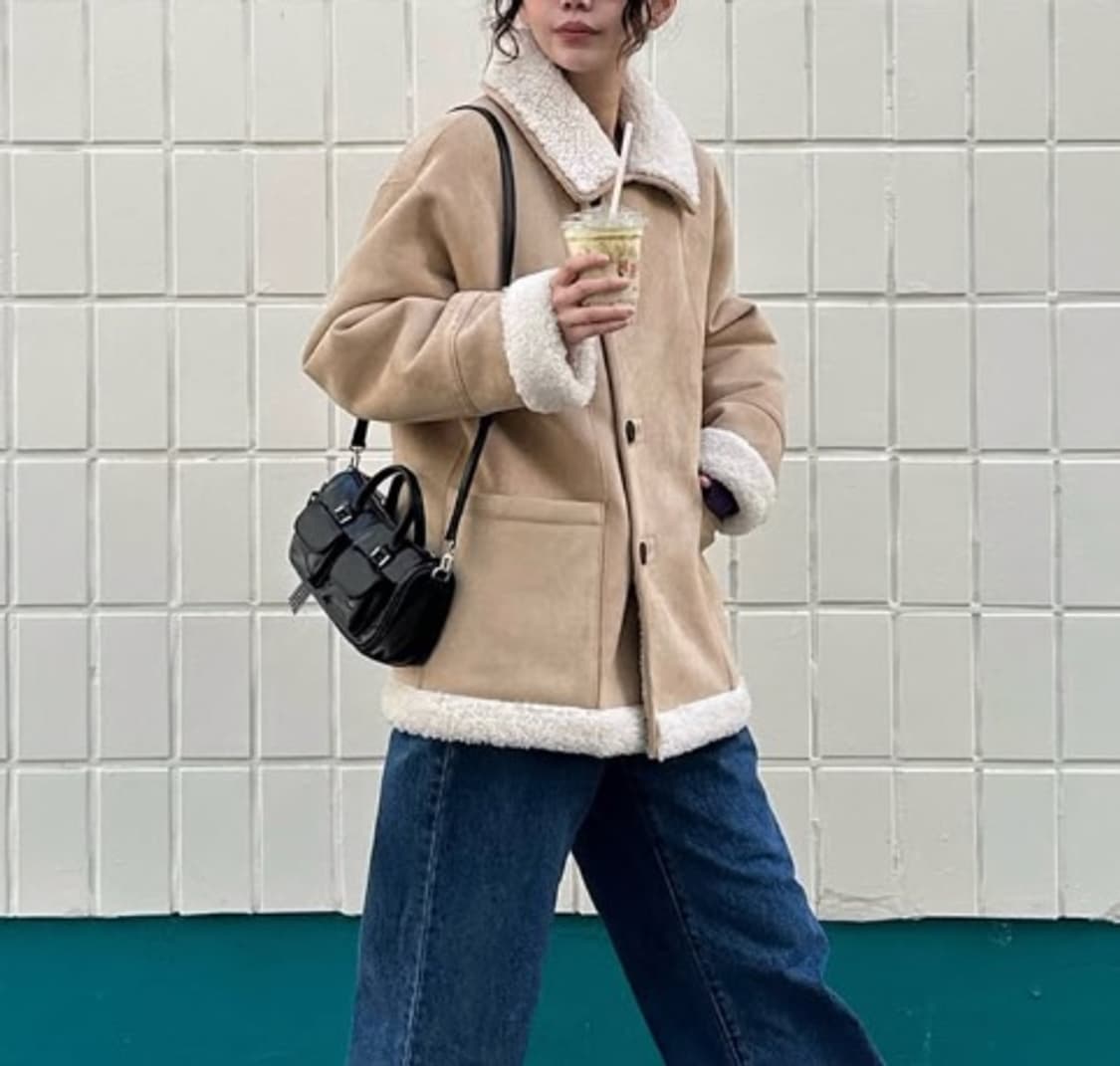 리버시블 스웨이드 무스탕 베이지 상품이미지3