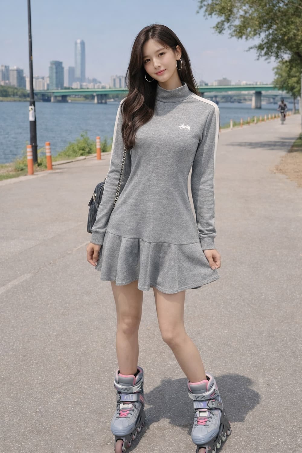 Stüssy 스투시 터틀넥 플레어 원피스 (그레이) 상품이미지1