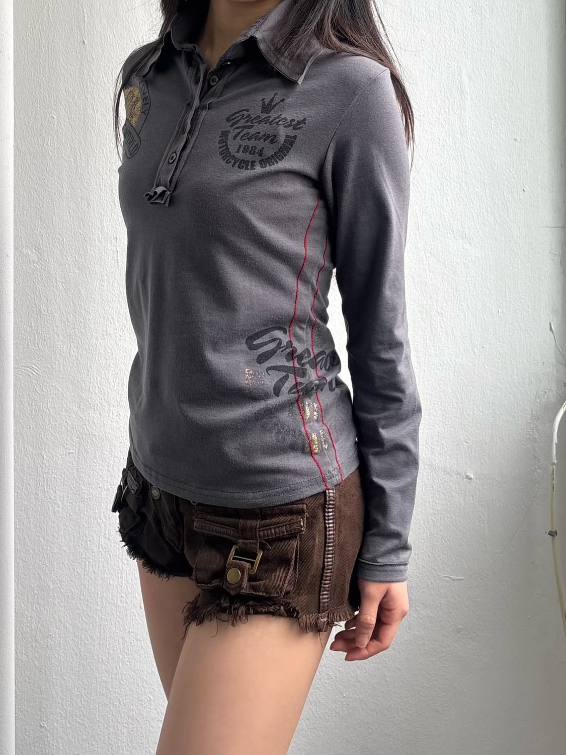 Vintage Camo Detail Collared Long Sleeve 상품이미지2