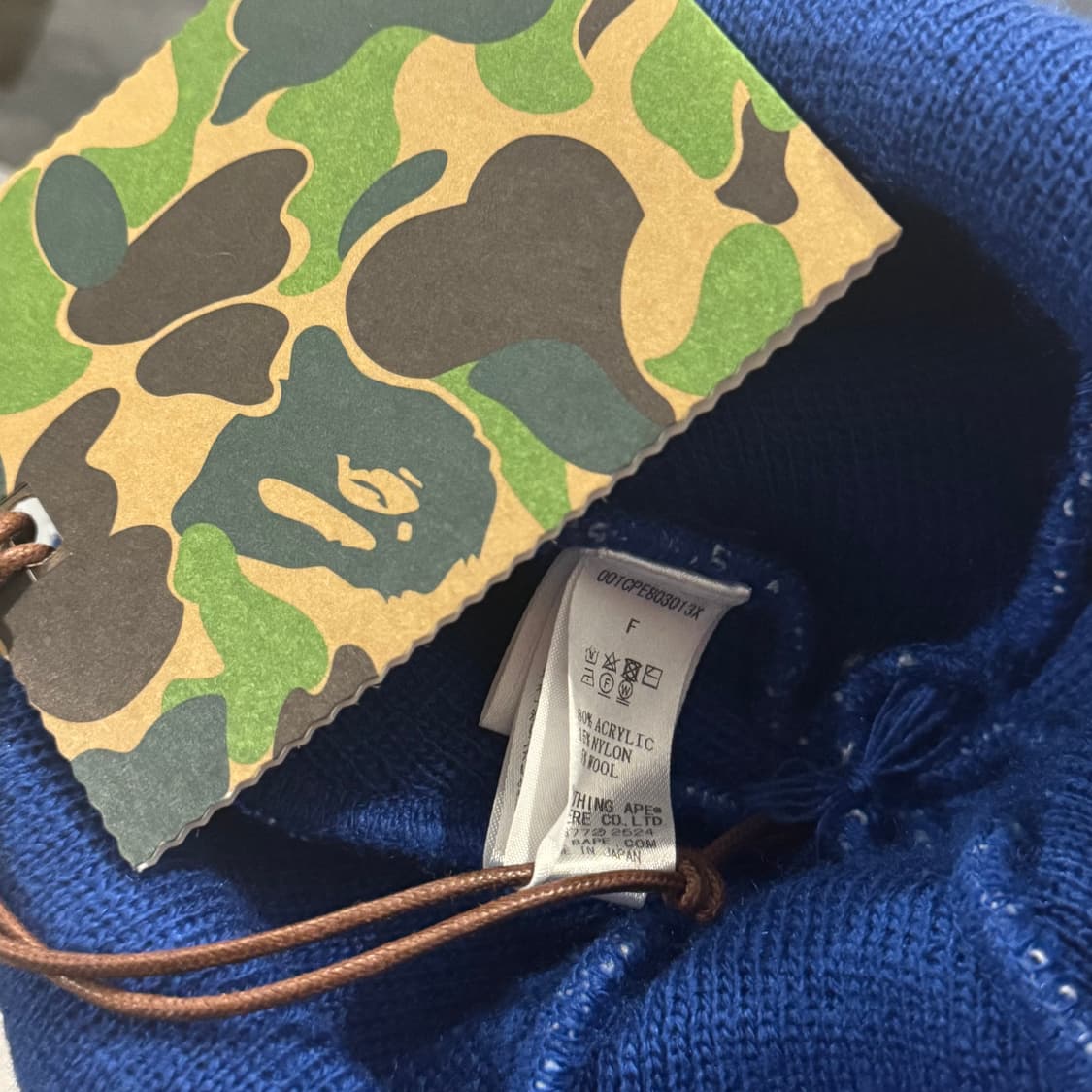 베이프 폼폼 니트 캡 비니 블루 상품이미지3