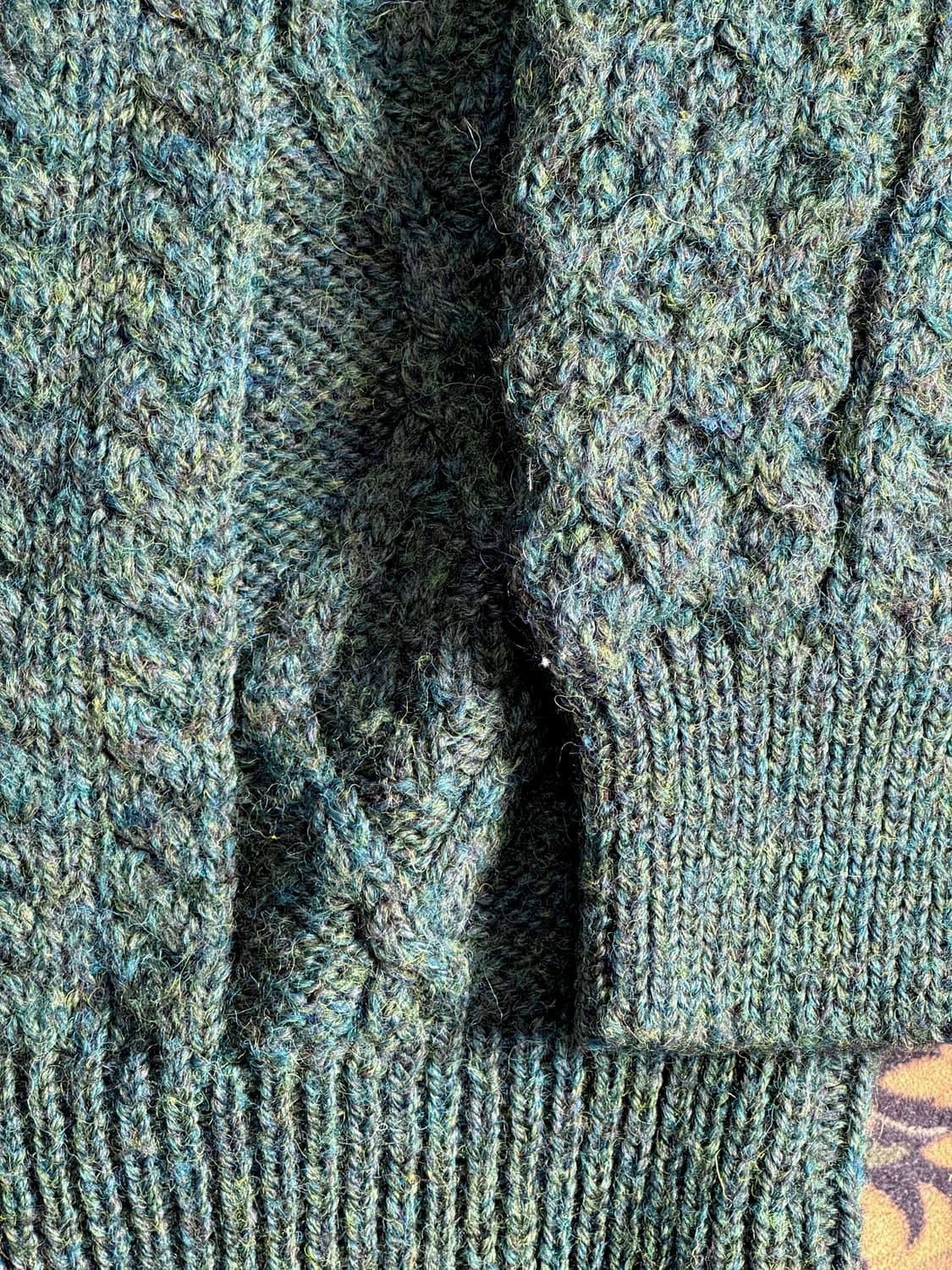 아란 크래프트 피셔맨 스웨터 틸 그린 상품이미지3