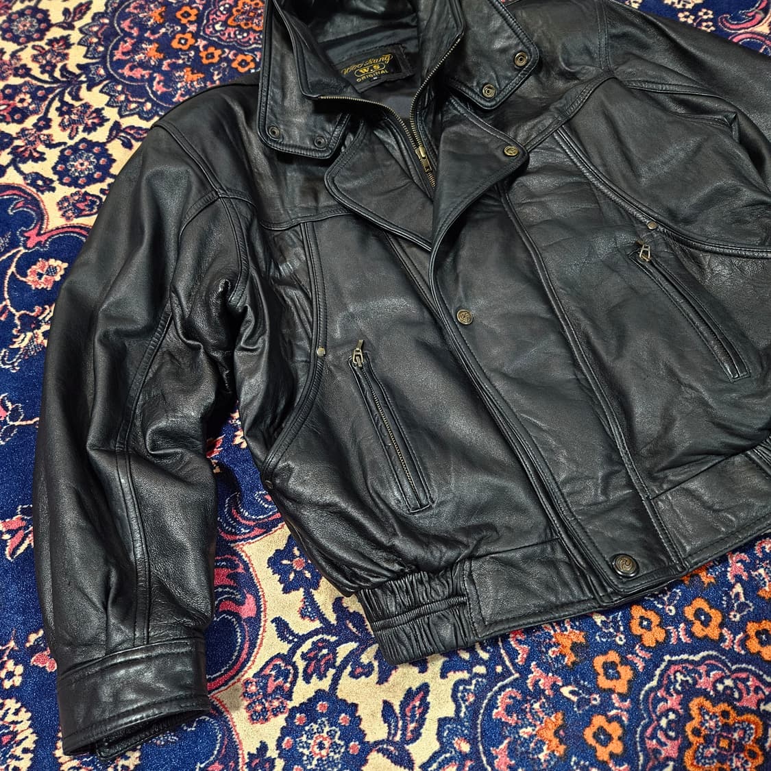 Vintage 램스킨 더블 카라넥 가죽 라이더자켓 M size 상품이미지5