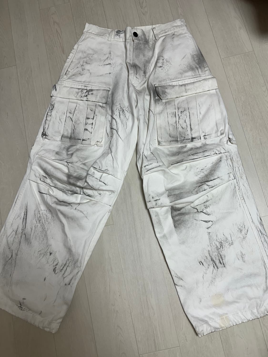 [2]노쿨러스 01 카고 팬츠 더티 워싱 화이트 상품이미지2