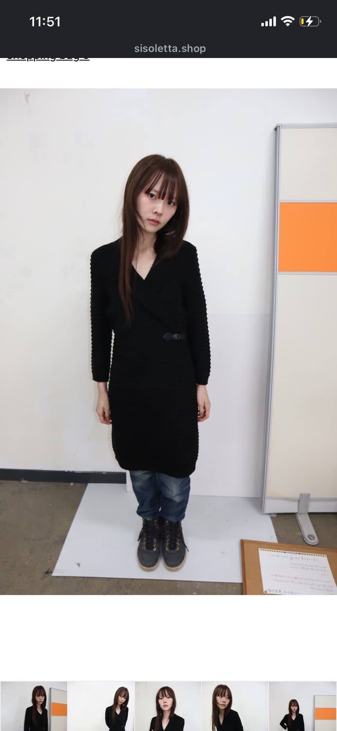 black ribbed wrap knit dress 상품이미지6