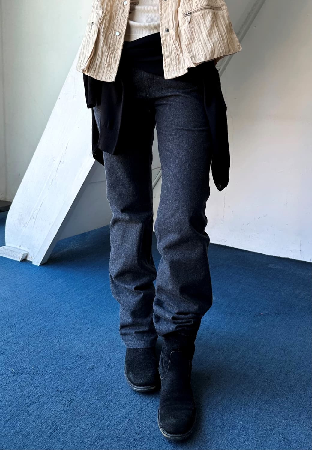 Brushed cotton denim straight pants 상품이미지7