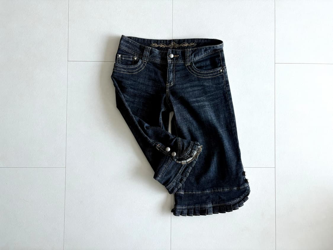 axes femme) ruffle hem denim pants 상품이미지1