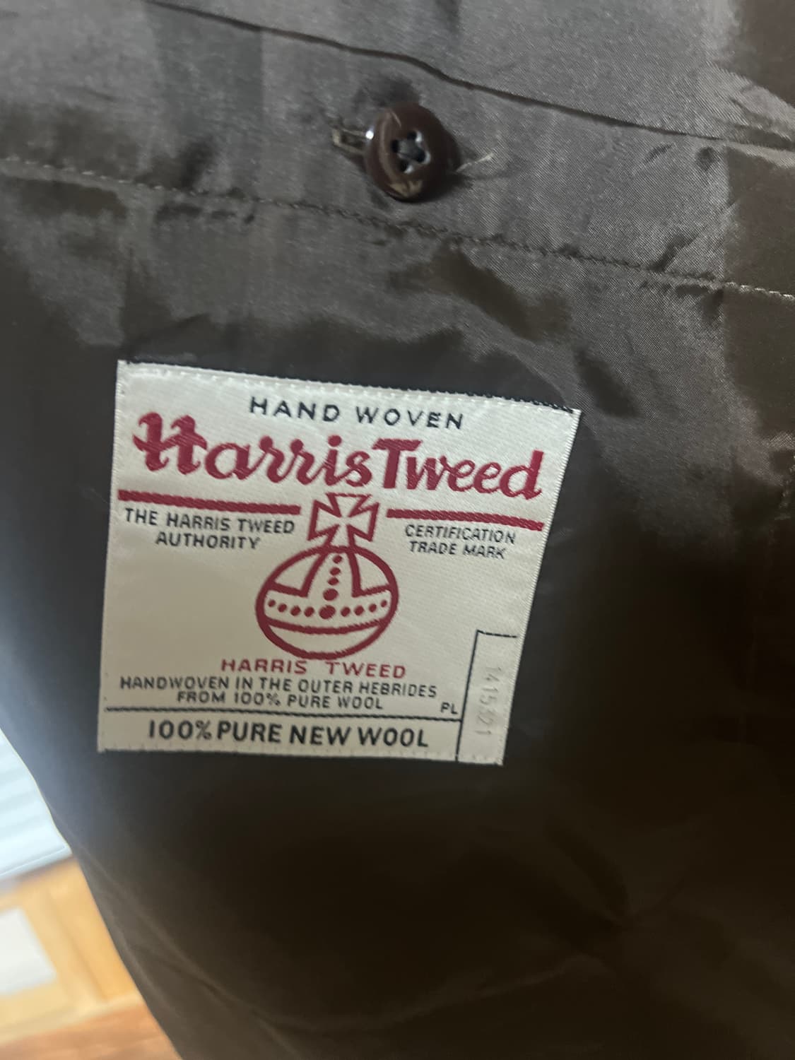 빔즈 해리스트위드 싱글 체스트 체크 코트(XL,100) 상품이미지3