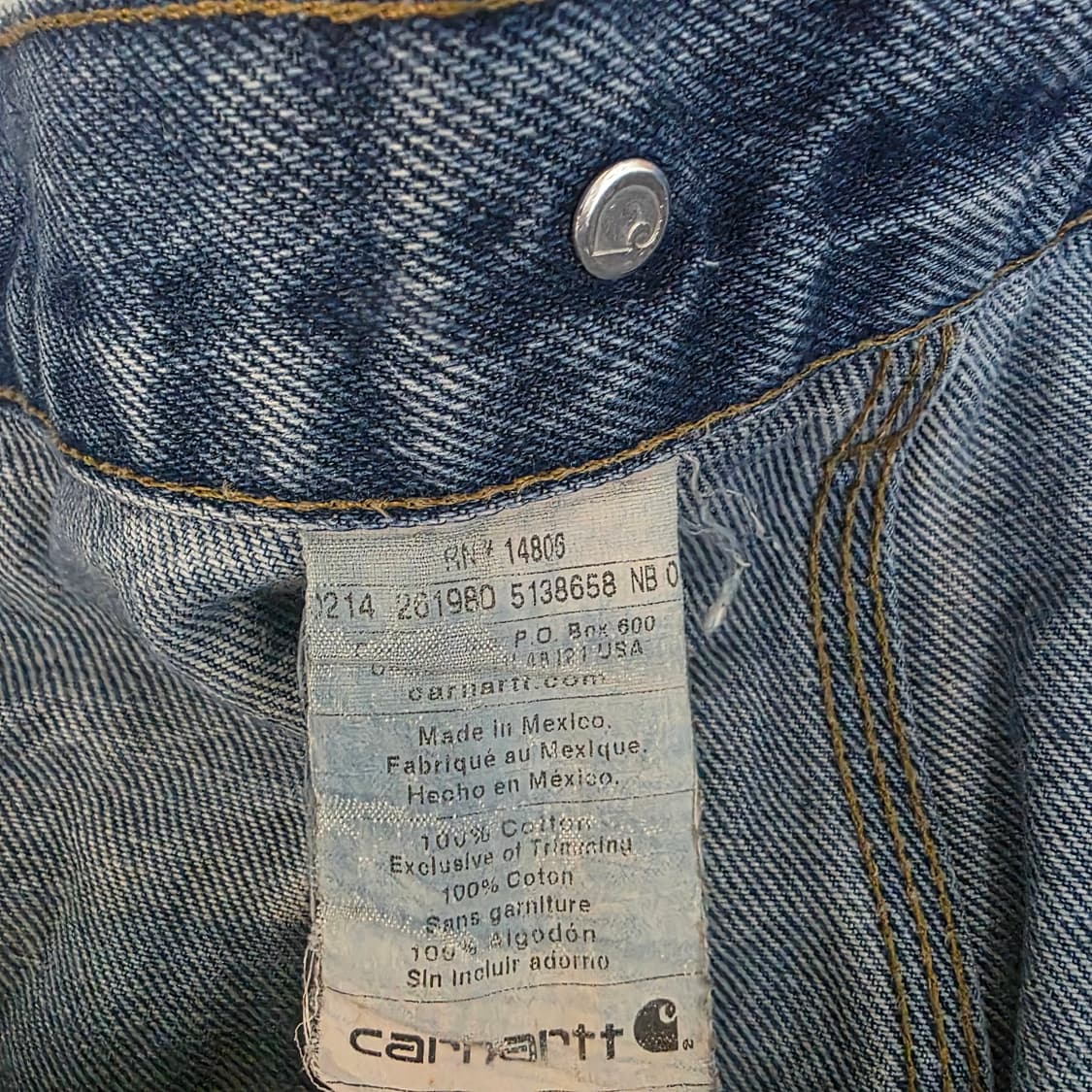 [38X34] 빈티지 칼하트 더블니 B07 DNM 데님팬츠 트래쉬드 상품이미지7