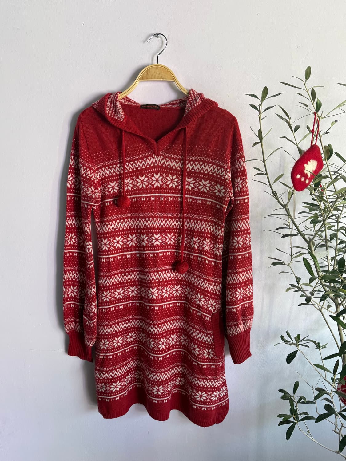 노르딕패턴 후드 니트 원피스 상품이미지6