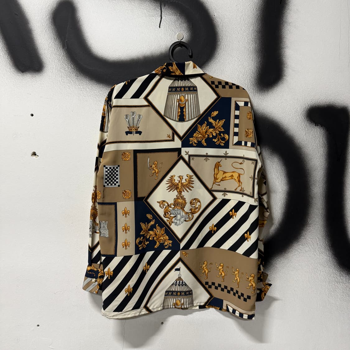 VTG 빈티지 중세 바로크 풀 패턴 긴팔 셔츠 블라우스 상품이미지2