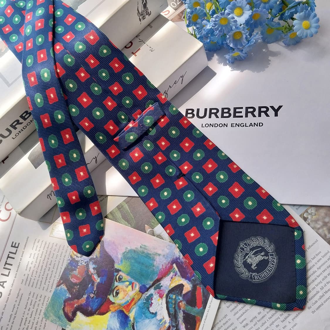 BURBERRY 버버리 넥타이 네이비 기하 패턴 9.5cm A등급 K28 상품이미지5