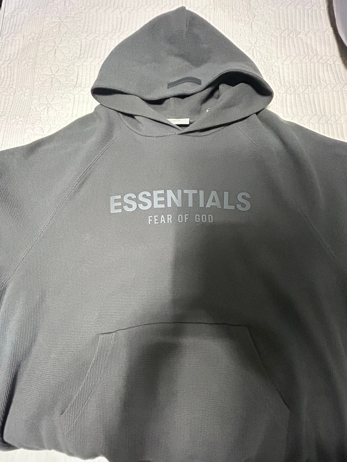 에센셜 와플 래글런 후드 오프 블랙 m사이즈 상품이미지1