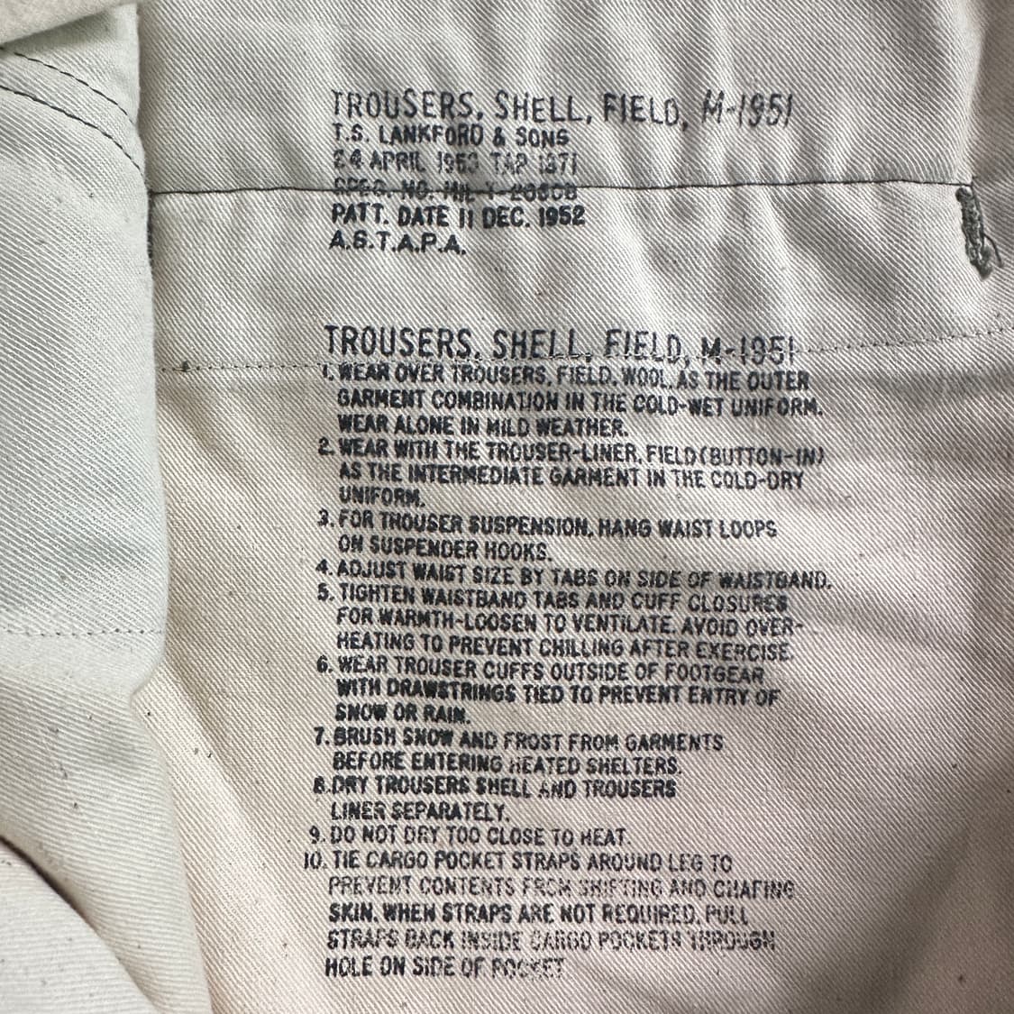 50s 데드스탁 미군 오리지널  M-1951 필드 카고 팬츠 L-Long 상품이미지5
