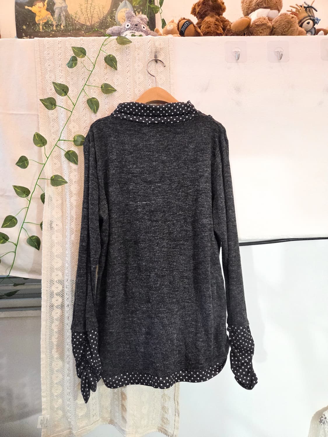 차콜 도트 일체형 니트 [빅사이즈] 상품이미지4