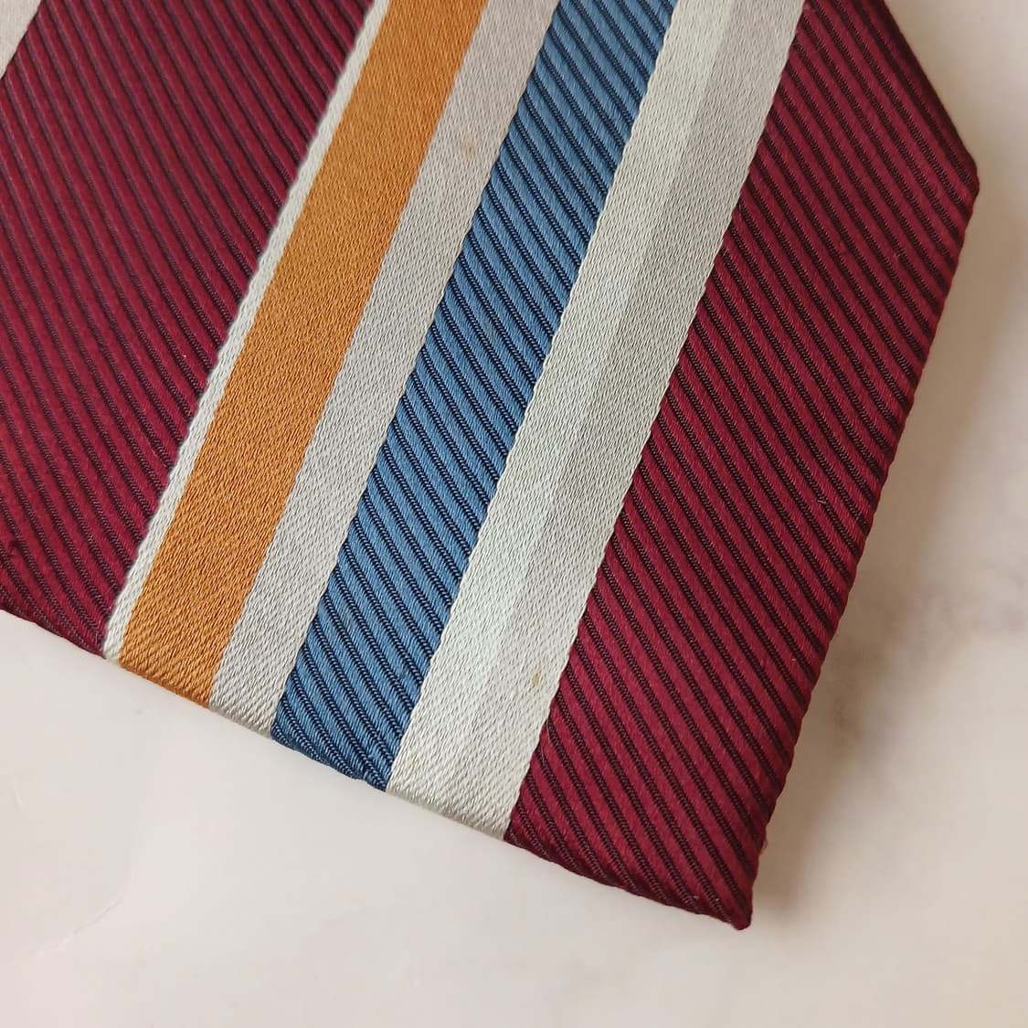 아쿠아스큐텀 실크 브라운 스트라이프 넥타이 9.2cm A등급 A19301 상품이미지10