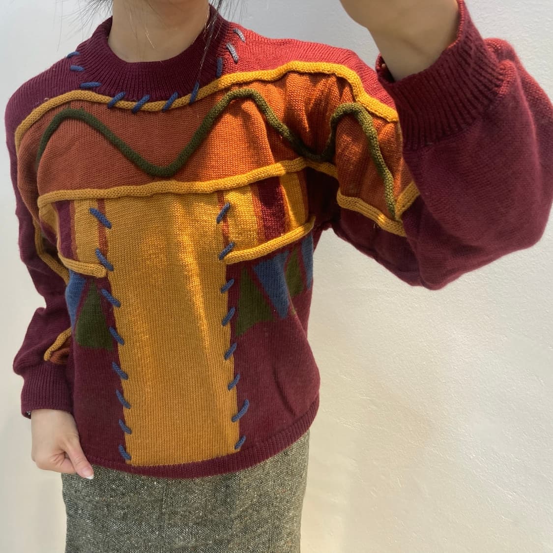 케이블 유니크 긴팔니트 상품이미지1