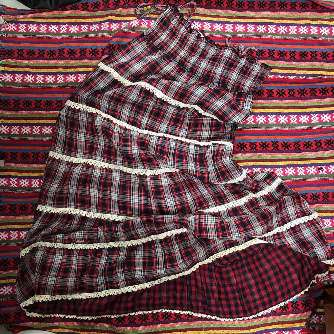 체크 롱 원피스 상품이미지1