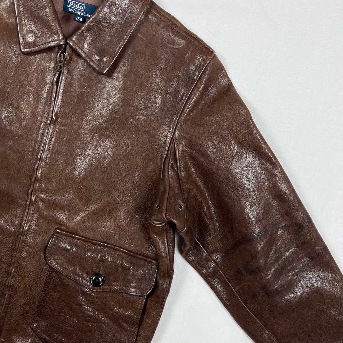 90’s 폴로랄프로렌 카우레더 a-2 가죽자켓 상품이미지6