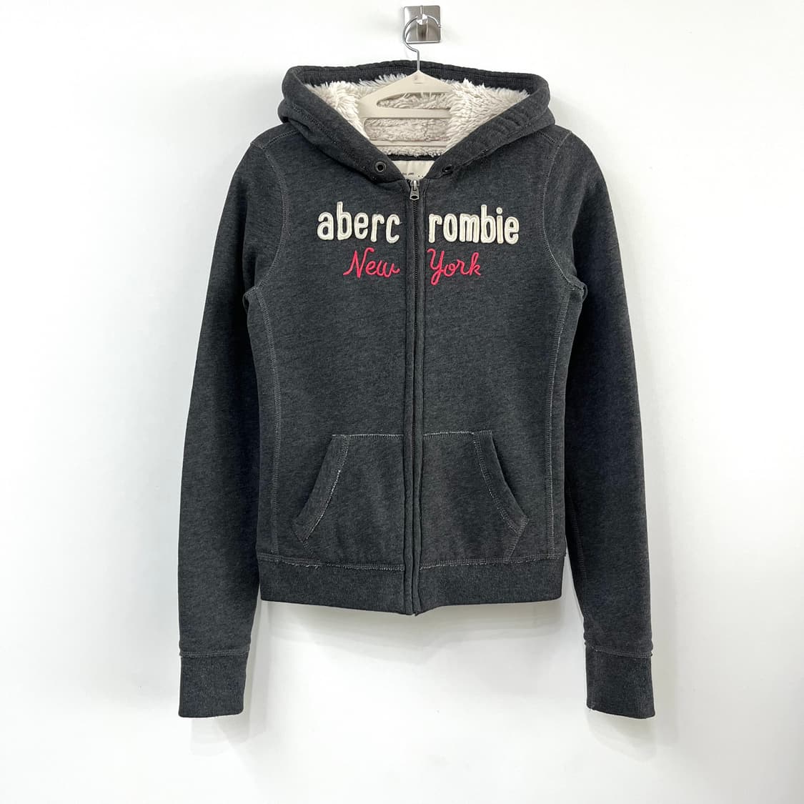아베크롬비 딱붙핏 양털안감 그레이 후드집업 상품이미지3