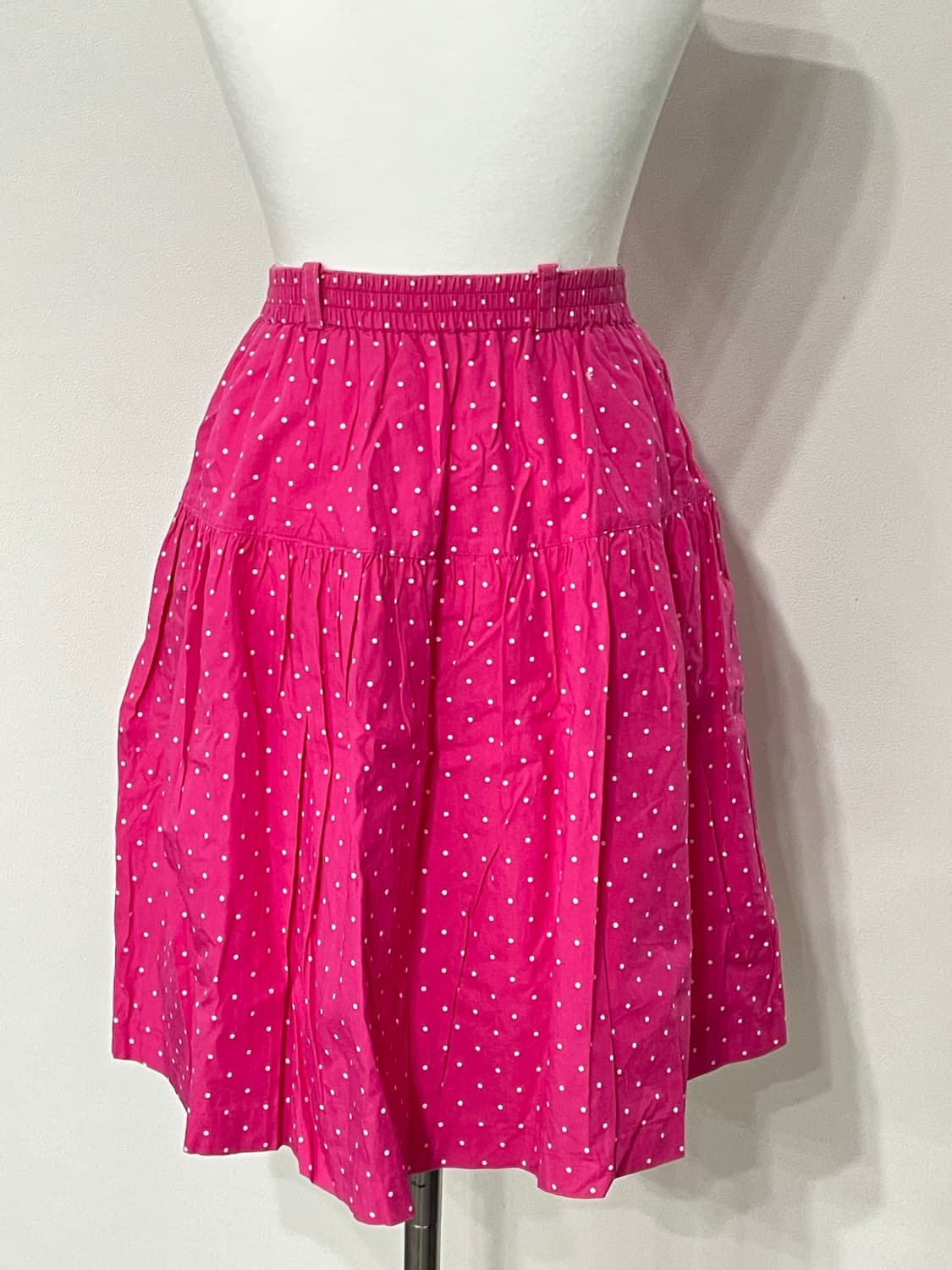 일빈 핫핑크 도트 리본 미디스커트 키치 갸루 치마 상품이미지3