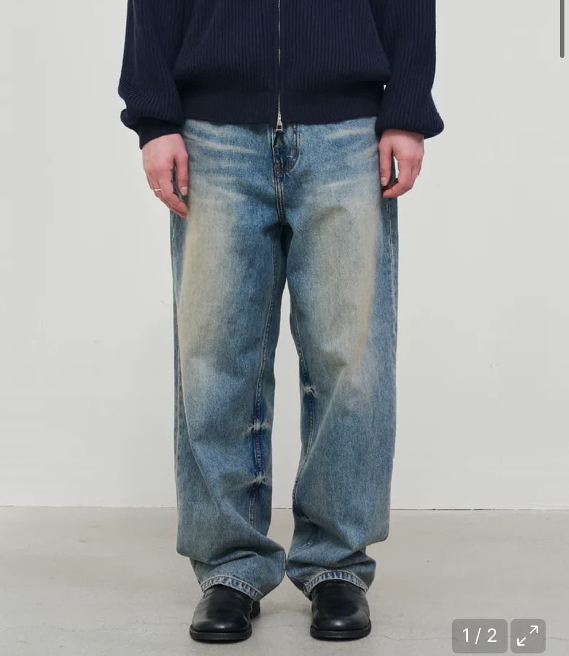 노운 스트레이트 데님 팬츠 미드블루 1 상품이미지2