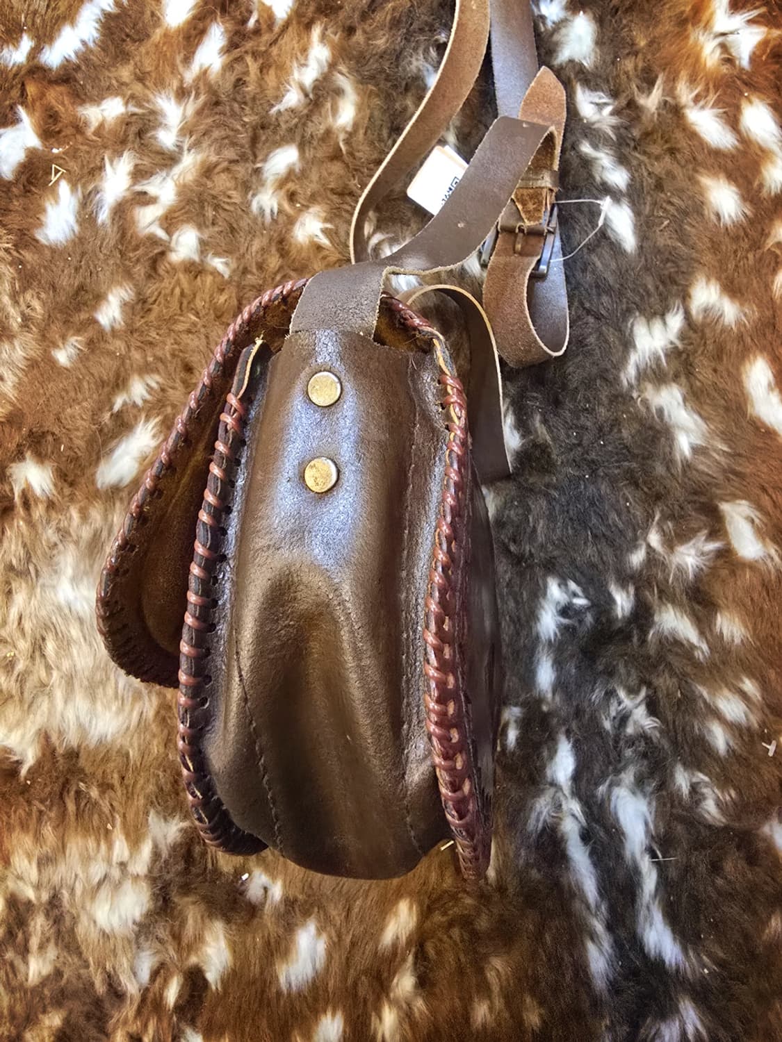 90s일본 빈티디 수제 통가죽 크로스백 상품이미지5