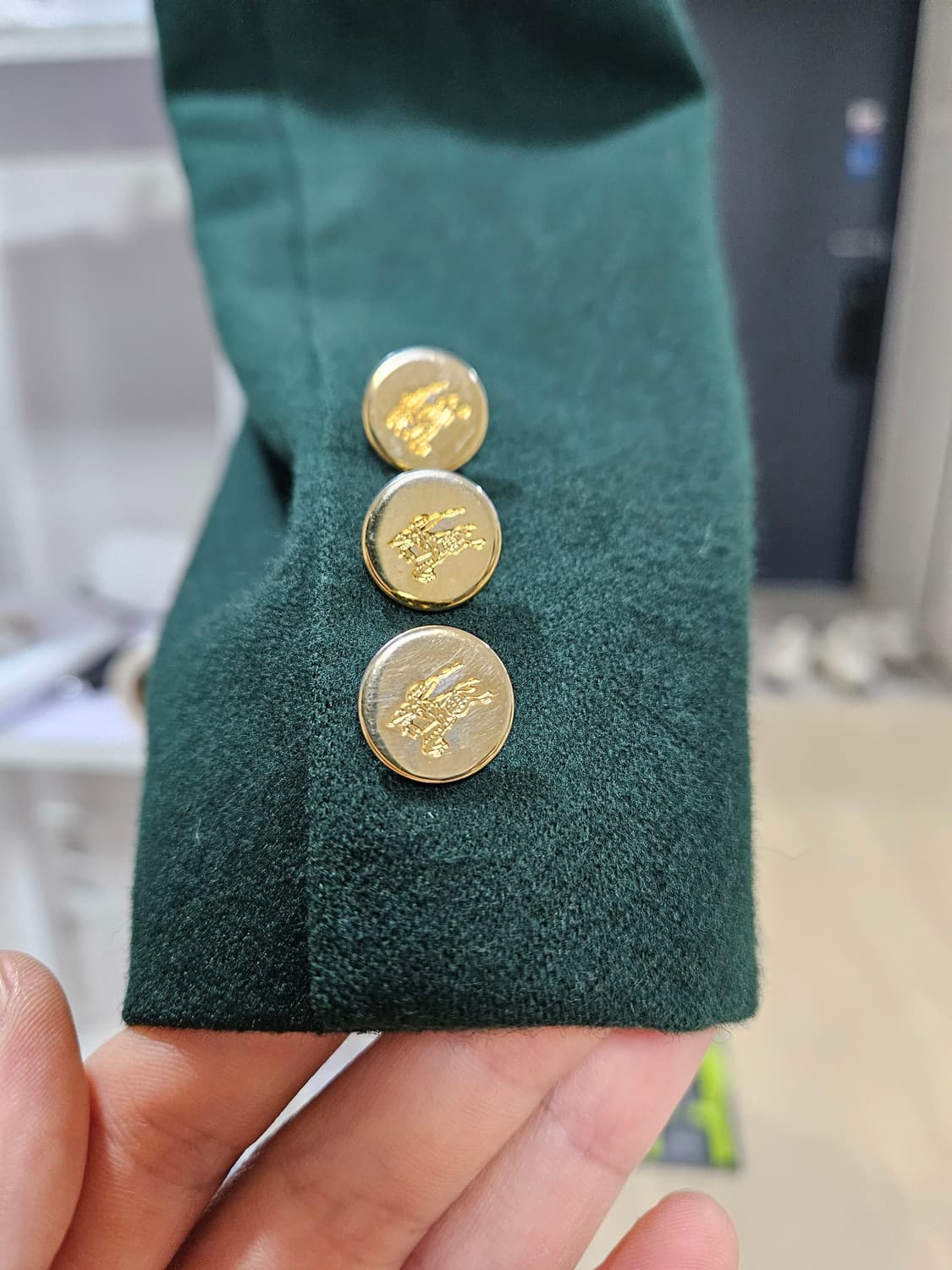 버버리 클래식 딥 그린 금장 블레이저 상품이미지7