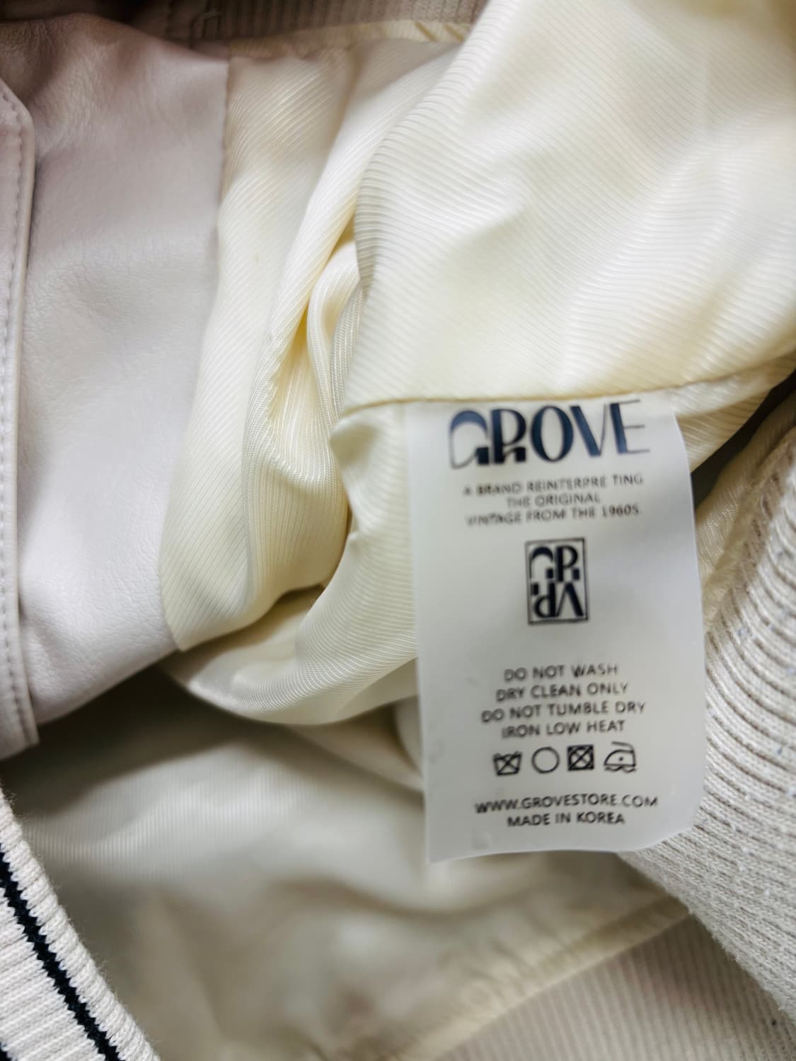 GROVE 그로브 크림 컬러 레더 자켓 상품이미지5