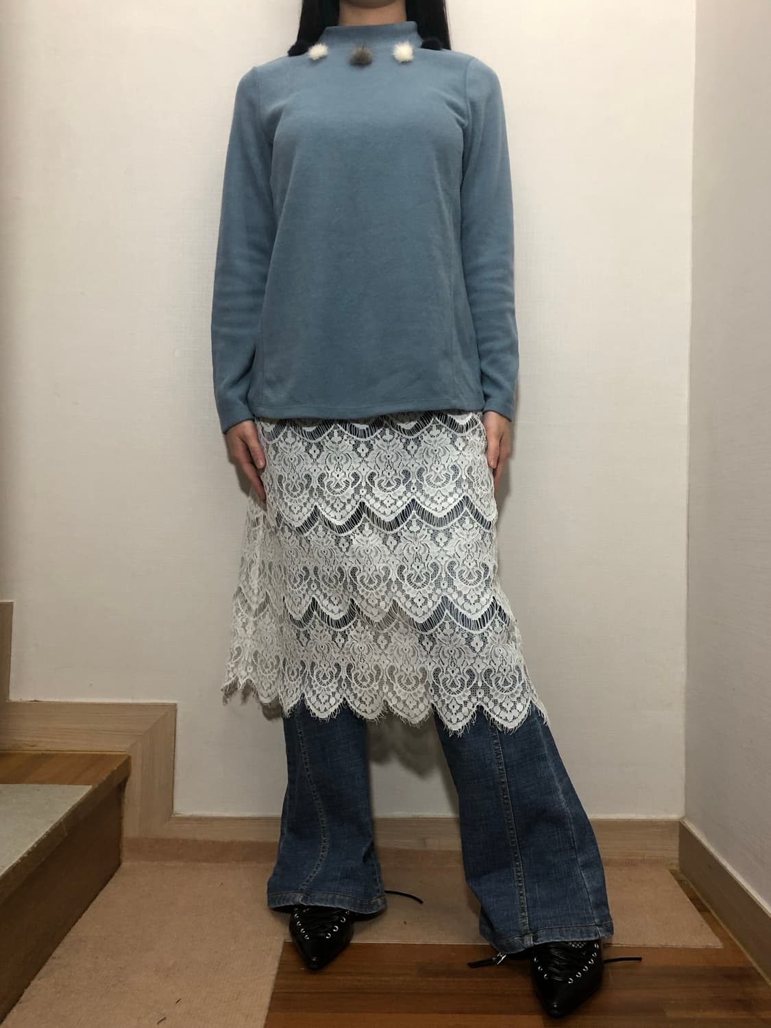 빈티지 파스텔 블루 니트 상품이미지7