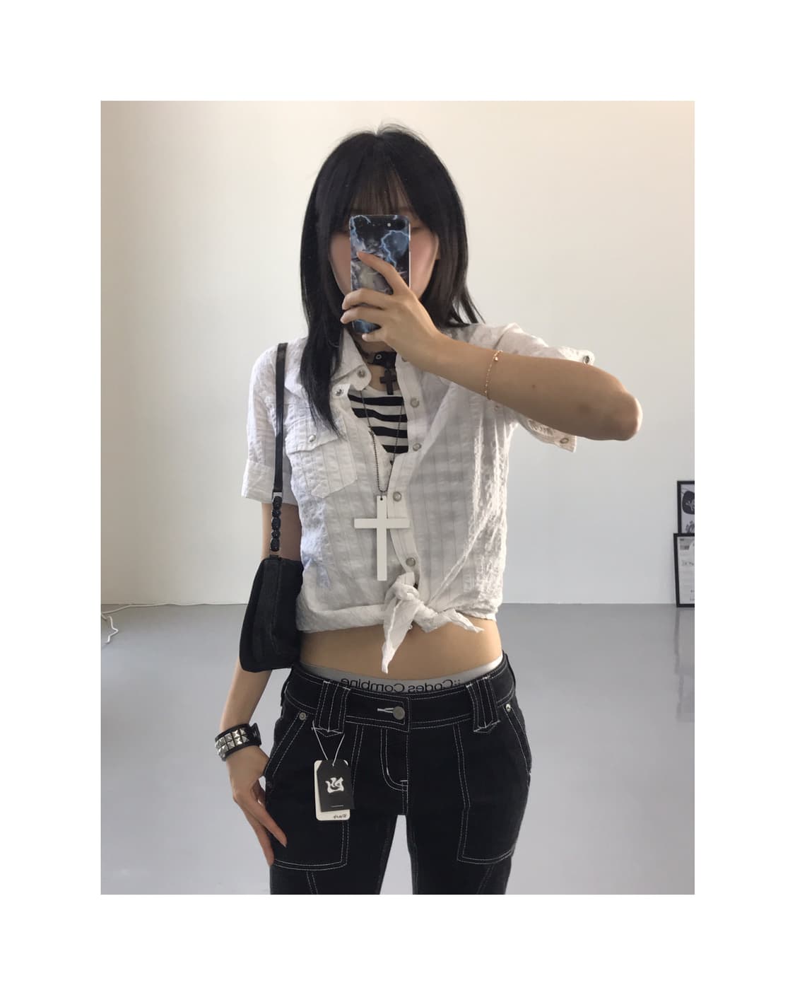 Jpn White Stripe Blouses 상품이미지1